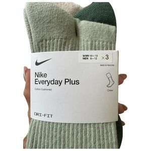 Bundle of 3 Pair Nike Everyday Plus Crew Socks - Green, Cream, Mint